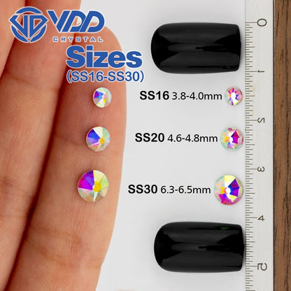 VDD AAAAA Crystal Flatback Rhinestones - SS16-SS30 16-Cut Gems for DIY Crafts & Nail Art Decoration