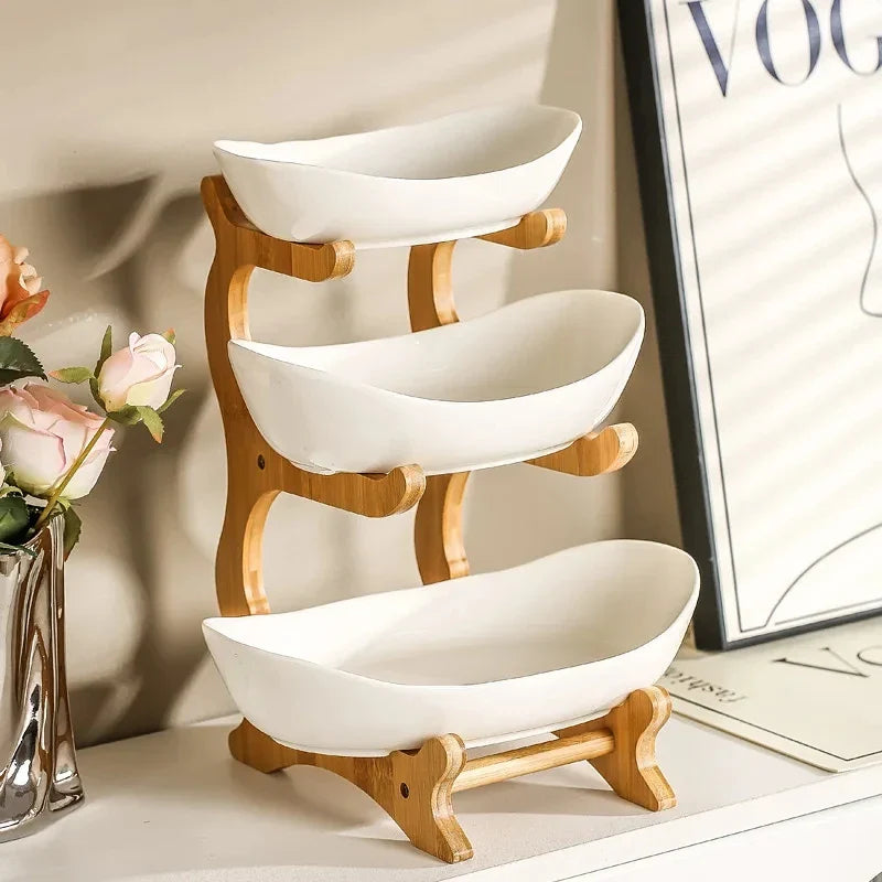2/3 Layer Fruit Plate & Snack Dish - Modern Plastic Candy Basket, Cake Stand & Salad Bowl for Home Living Room