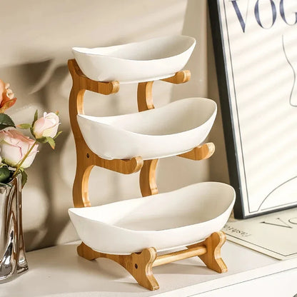 2/3 Layer Fruit Plate & Snack Dish - Modern Plastic Candy Basket, Cake Stand & Salad Bowl for Home Living Room