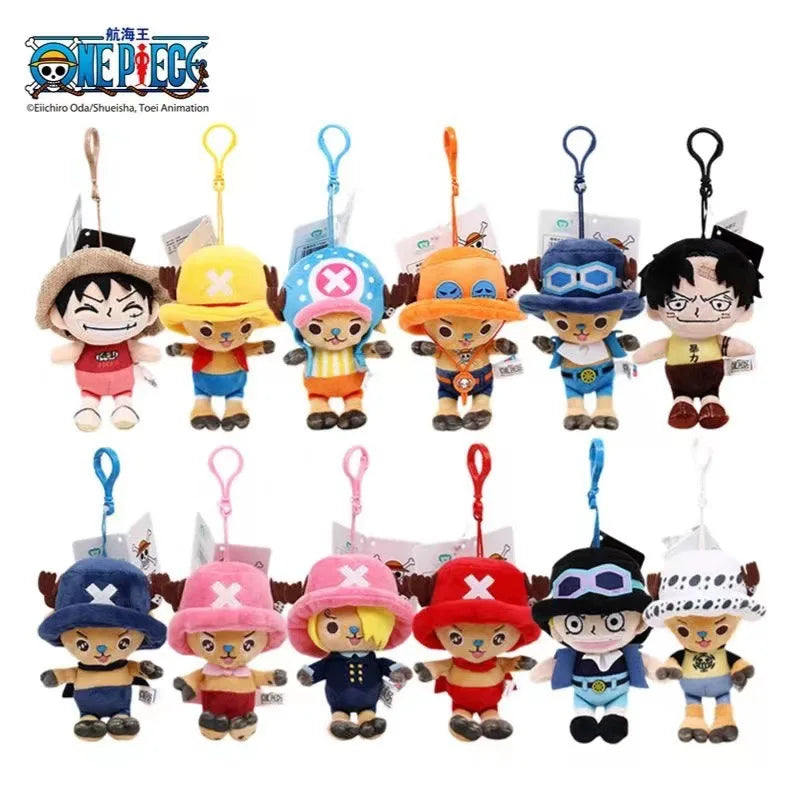 One Piece Plush Keychain Set — 14 Styles Including Tony Chopper, Luffy, Sanji, Sabo, Ace & Law | Anime Cartoon Stuffed Doll Pendant Gifts