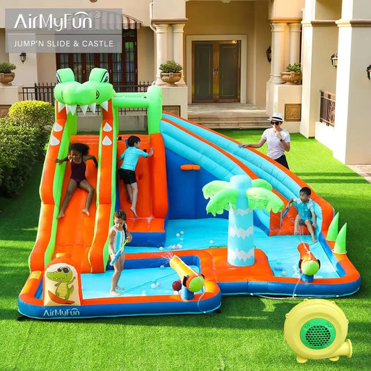AirMyFun Jungle Inflatable Bouncer with Slide – Kids Bouncy House Jumping Castle Combo Outdoor Inflatable Play Center for Parties & Fun
