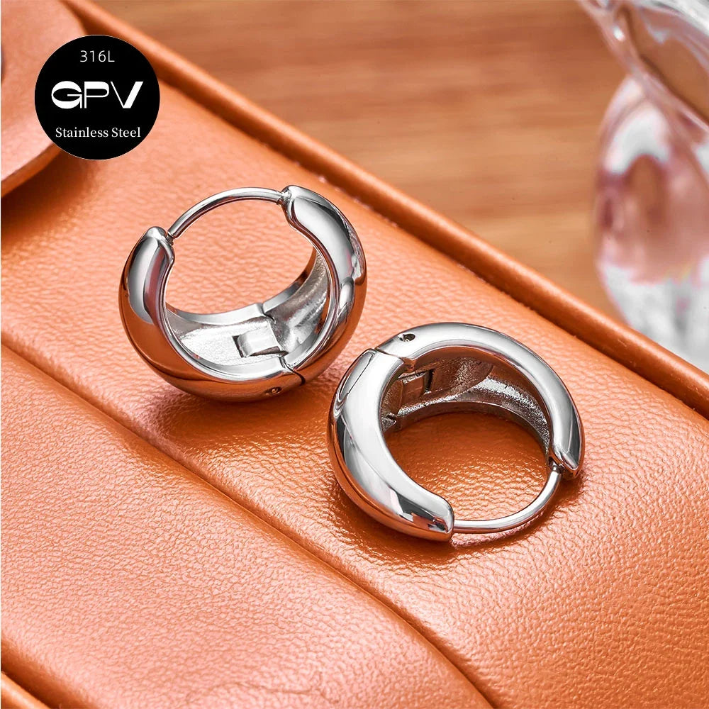 2PCS 316L Stainless Steel Earrings – Niche Design Perforated Luxury Jewelry for Women