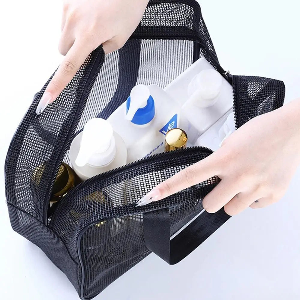 New Mesh Bathing Bag – Portable Shower Toiletry Pouch for Travel Makeup Storage & Bath Essentials