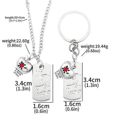 Love and Deepspace Caleb Necklace Set - 2Pcs Game Inspired Pendant & Keychain Jewelry Accessories Gift