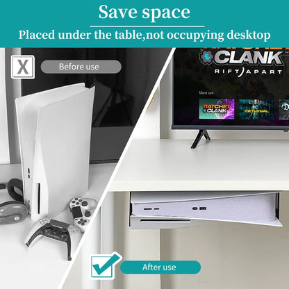 Under Desk Holder Stand for PS5 Console – Stealth Horizontal Mount Bracket for Disc & Digital Versions, Fast Delivery