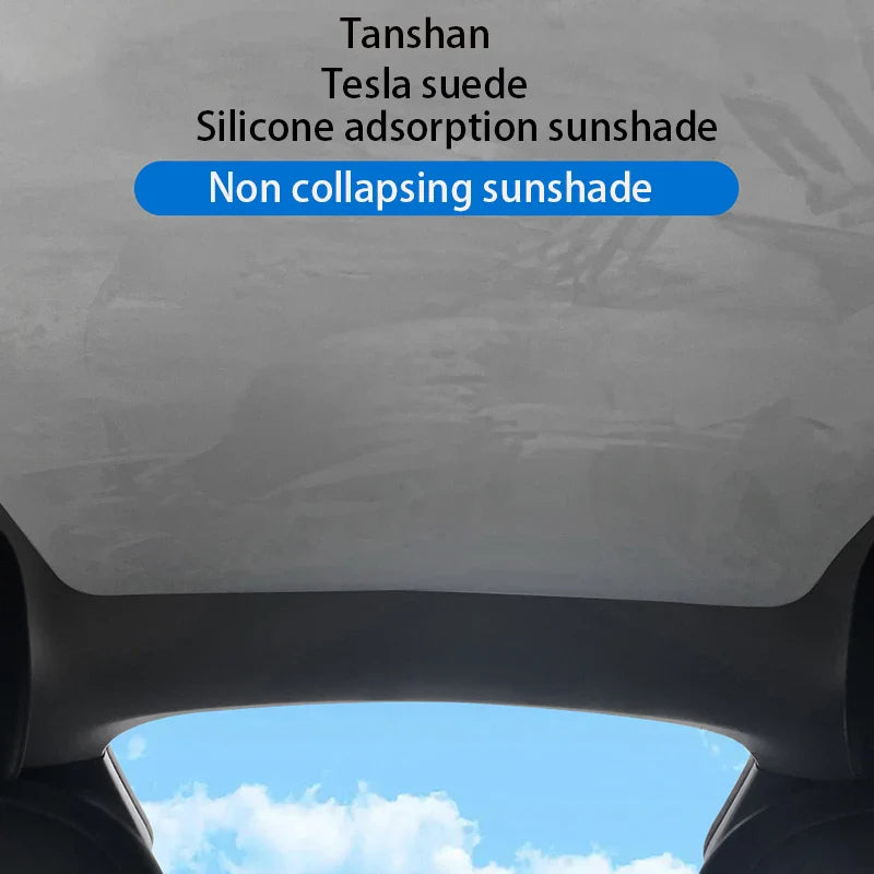 Electrostatic Sunshade for Tesla Model 3 & Y – Ice Cloth Sunroof Front & Rear Glass Skylight Interior Cooling Shade