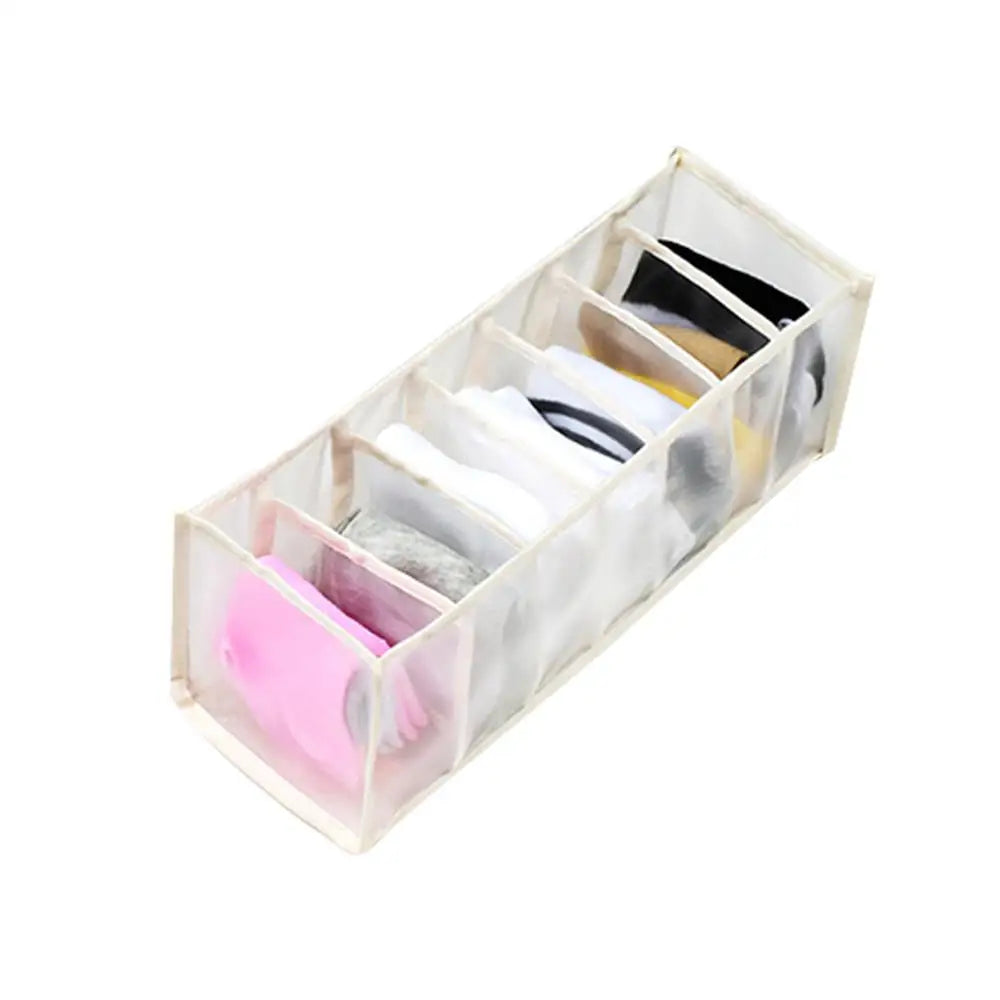 7-Grid Jeans Storage Box — Closet & Wardrobe Drawer Organizer for Clothes, Pants, and Socks Separation