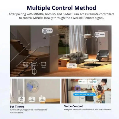 Sonoff Mini R4 Extreme WiFi Smart Switch - Two Way Remote Control Relay Module for Smart Home eWeLink App Alexa Google Assistant