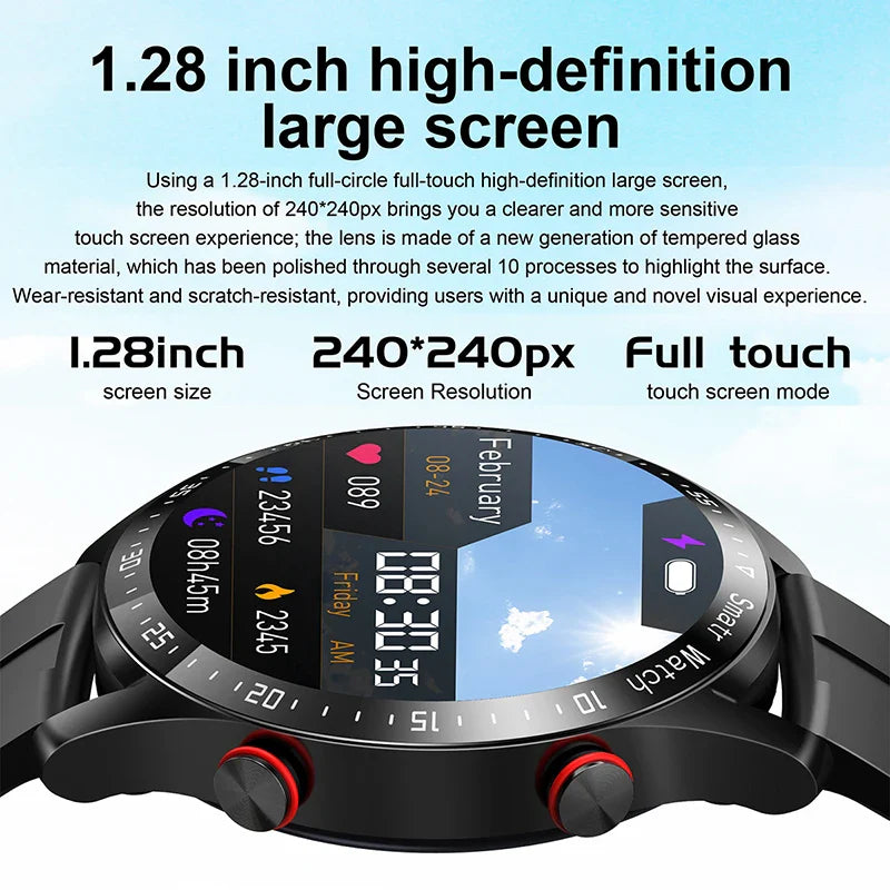 ECG+PPG Bluetooth Call Smartwatch for Men – Laser Health, Blood Pressure, Fitness, Waterproof Sports Watch with Box