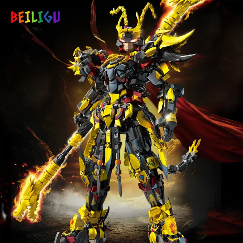 2000+PCS Warrior Robot Building Blocks – Monkey, Dragon, Tiger & Bird Mecha Action Figures for Adults