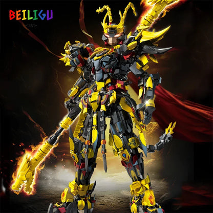 2000+PCS Warrior Robot Building Blocks – Monkey, Dragon, Tiger & Bird Mecha Action Figures for Adults