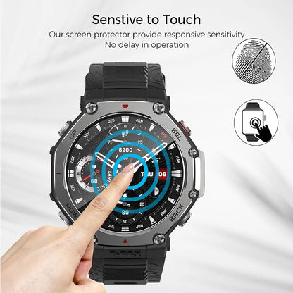 3-Pack Tempered Glass Screen Protectors for Huami Amazfit T-Rex 3 — Durable Protective Film for Smartwatch