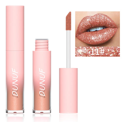 18-Color Sexy Red Diamond Glitter Lip Gloss – Metallic, Waterproof, Long-Lasting Matte Shimmer Liquid Lipstick for Women