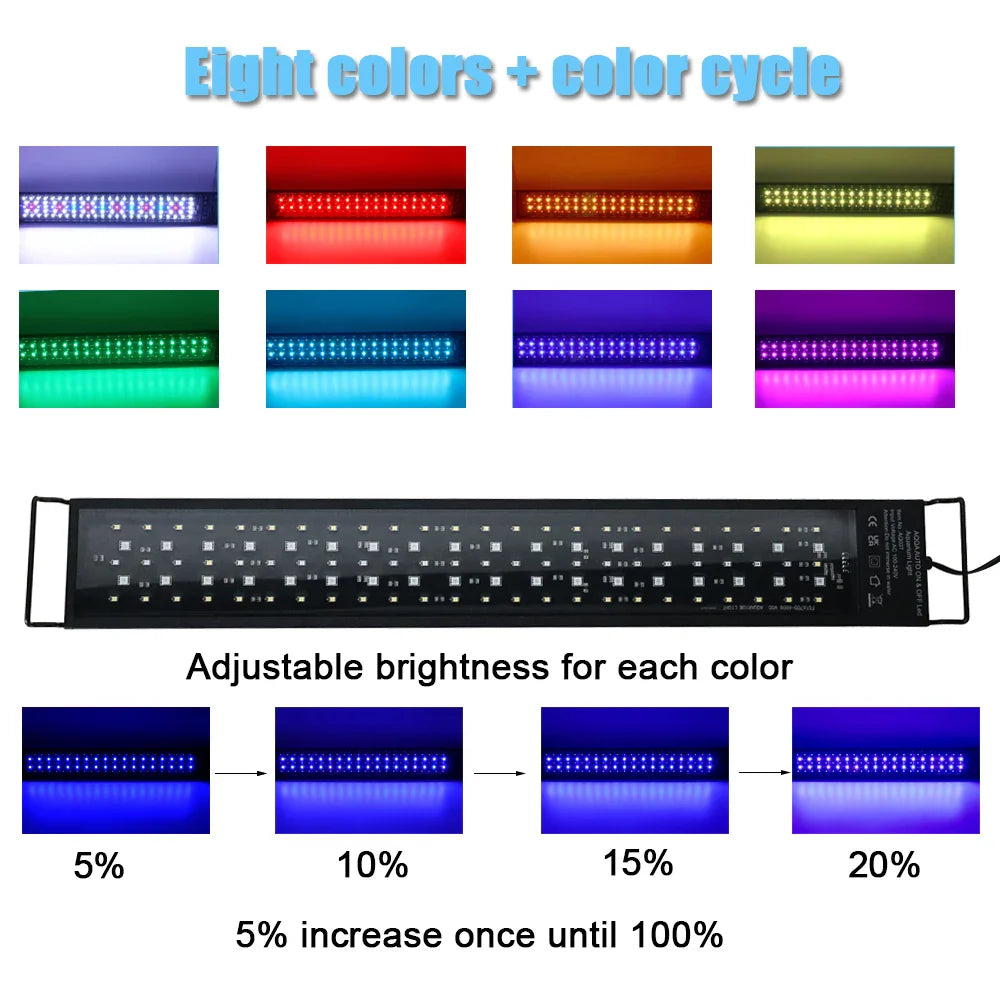 24/7 Full Spectrum LED Aquarium Light – 30-60cm Fish Tank Decoration & Aquatic Plant Growth Lamp, IP68 Waterproof (100V-240V)