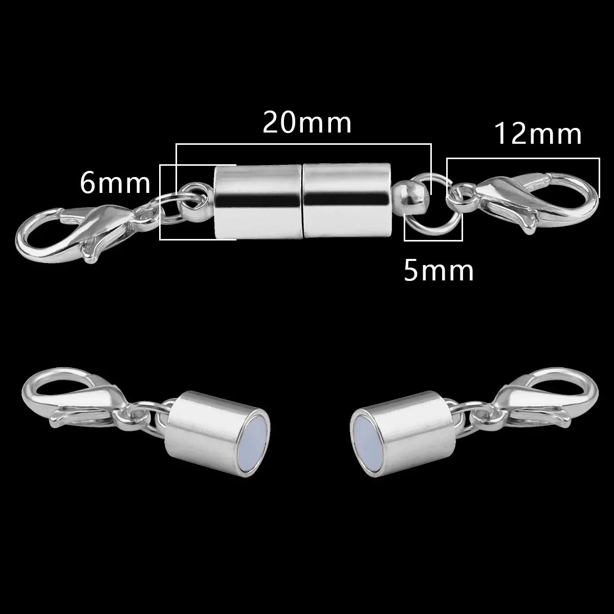 Magnetic Jewelry Clasp - Strong Metal End Connectors with Lobster Clasp for DIY Bracelets & Necklaces