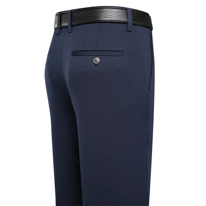 Men's Summer Trousers – Thin Business Casual Elastic Loose Fit Straight Pants | Classic Solid Color