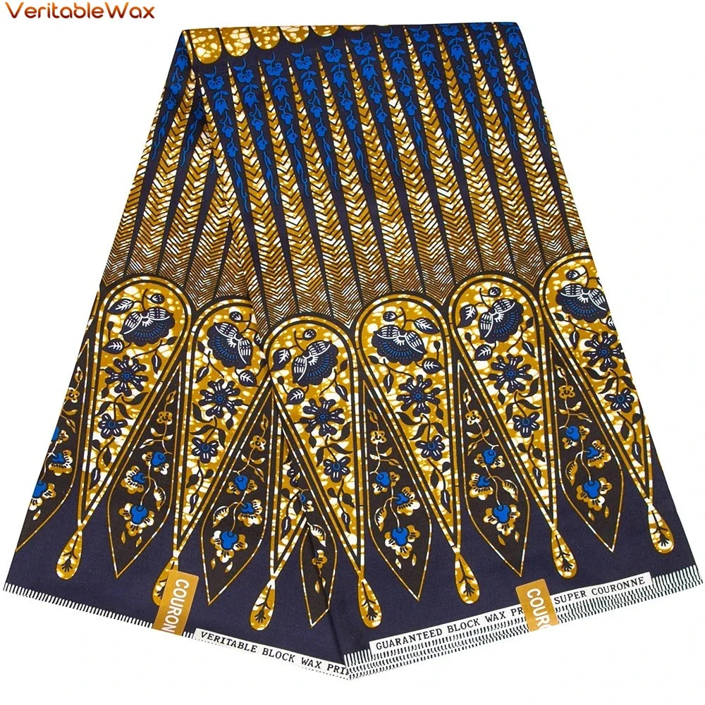 African Ankara Double Print Batik Fabric - Real Wax Patchwork Textile for DIY Sewing, Wedding Dresses & Crafts