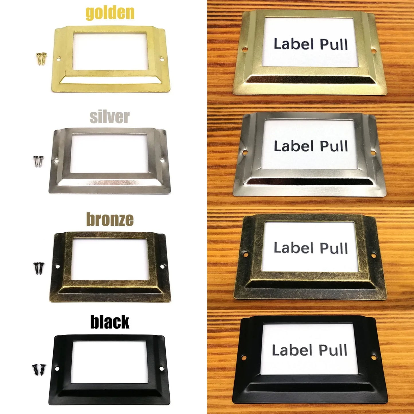 6pcs Large Iron Label Pull Handles – 52x80mm File Name Card Holders for Cabinet, Drawer & Jewelry Box