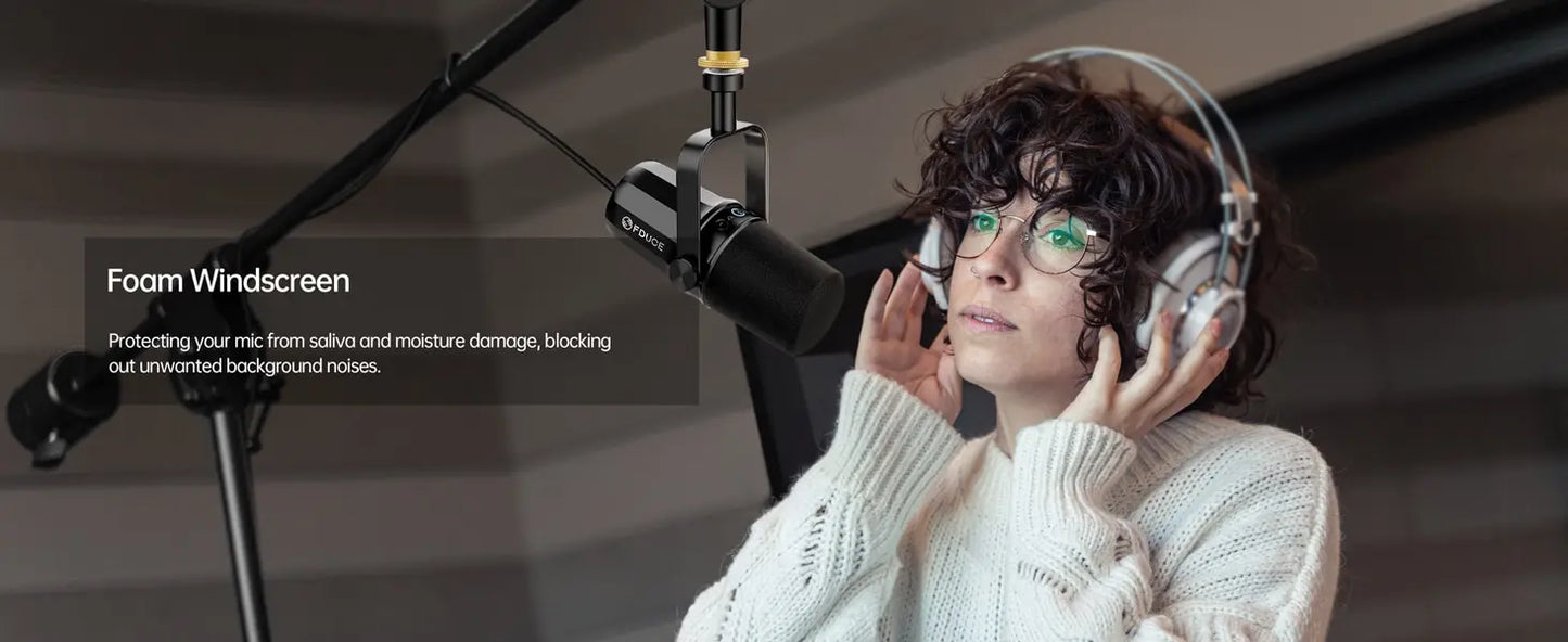 FDUCE SL40X/SL40 Dynamic Microphone — Metal Headset with Sound Insulation, Ideal for Podcasts, Live Broadcast & Gaming