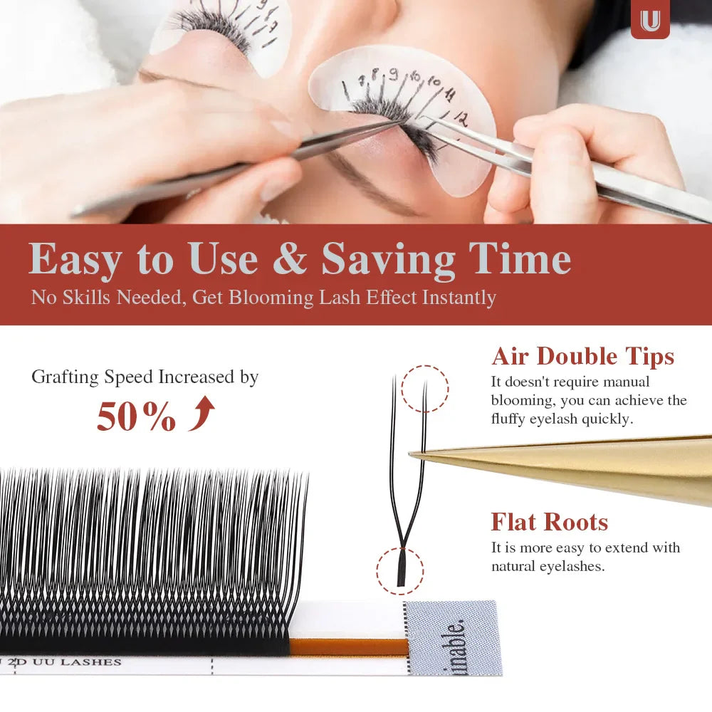 NAGARAKU U-Shape YY 2D UU Mink Eyelash Extensions — Natural Soft Premium Brazilian Cilios Lashes