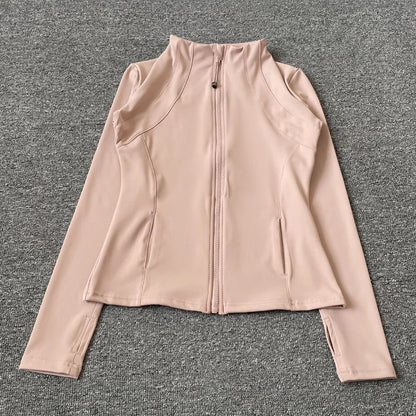Quick Dry Stand-Up Collar Fitness Jacket for Women – Slim-Fit Zipper Yoga, Running & Cycling Top