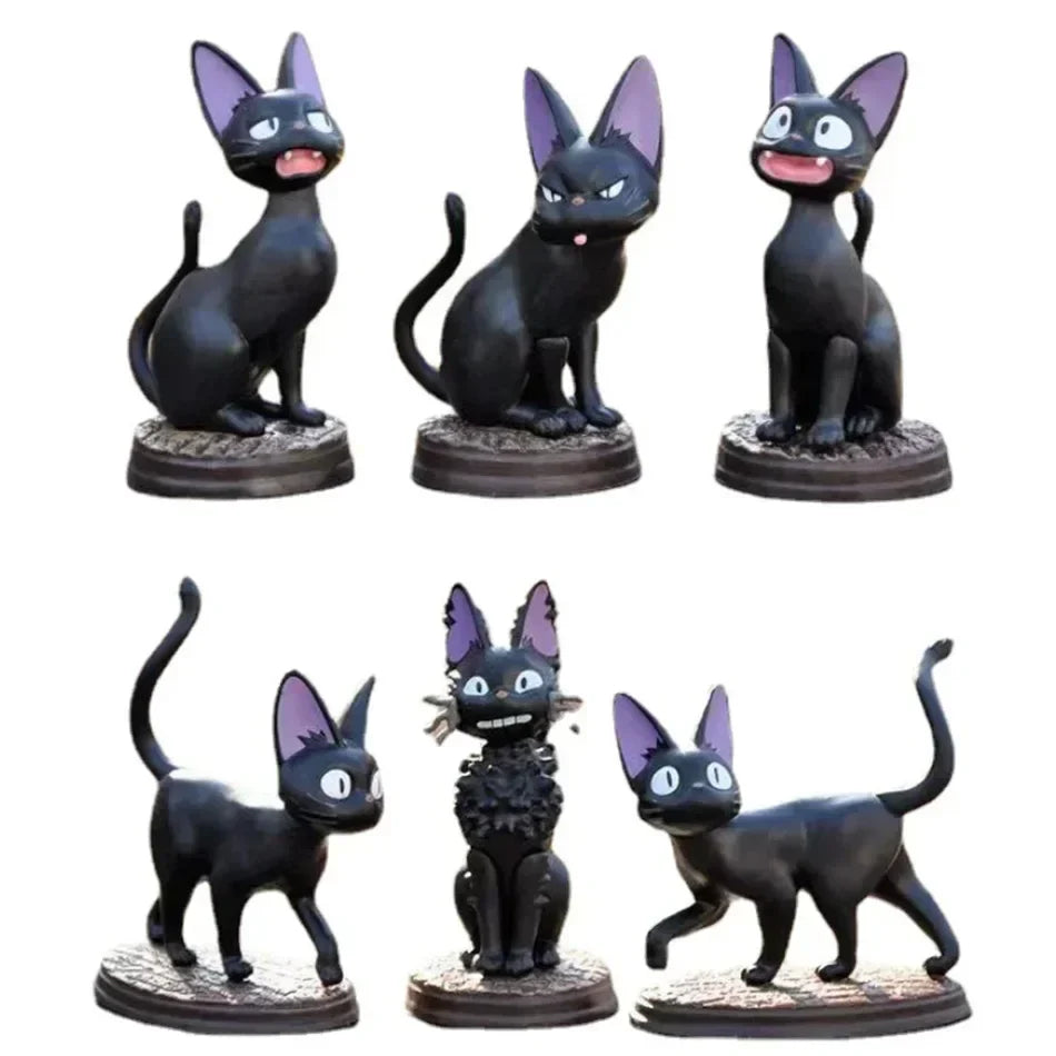 6PCS Cartoon Black Cat PVC Figure Set — Jiji/Gigi Action Dolls, Hayao Miyazaki Collectible Toy for Kids Birthday Gift
