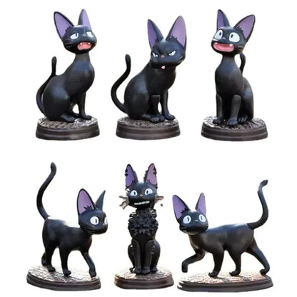 6PCS Cartoon Black Cat PVC Figure Set — Jiji/Gigi Action Dolls, Hayao Miyazaki Collectible Toy for Kids Birthday Gift
