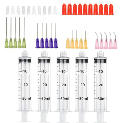 50-Pack Syringes with Blunt Tip Needles — 14G-23G with Caps for Refilling & Measuring Liquids