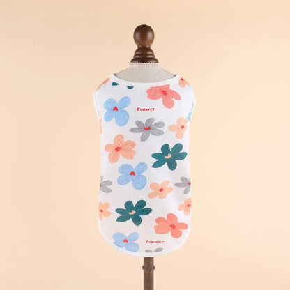 Cooling Summer Pet Vest - Soft Cartoon Dog Cat Shirt for Small Medium Large Dogs Puppy French Bulldog Clothing