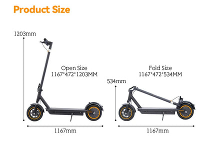 HEZZO G30 36V 500W Electric Scooter — 21MPH, 37.5-Mile Range, 10" Wheels, 15Ah Foldable Escooter with Front Suspension