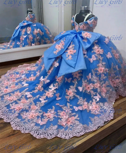 Pink Flower Girl Dress - Fluffy Tulle Butterfly Applique Gown for Weddings & Parties