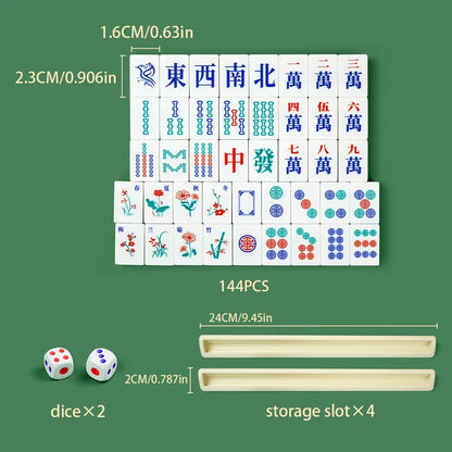 144-Piece Mahjong Set - Portable Travel Table Game for Gatherings & Holiday Gifts