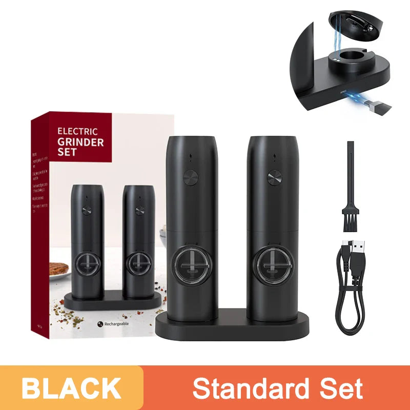 USB Rechargeable Electric Salt & Pepper Grinder – Adjustable Roughness for Freshly Ground Pepper and Spice Powder