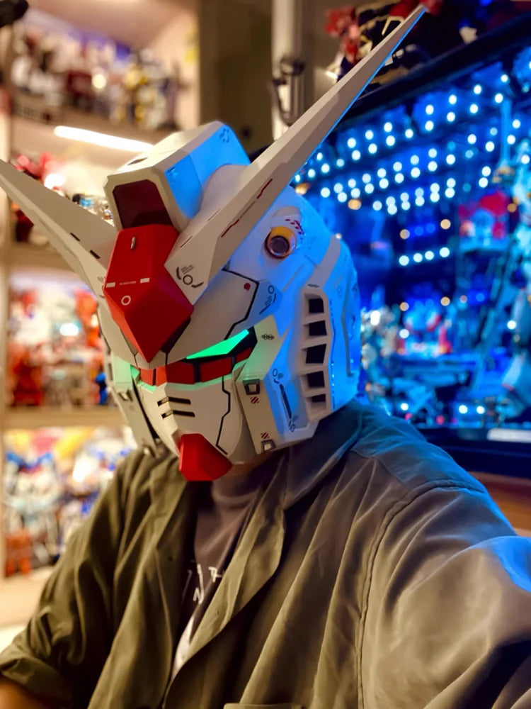Vol.1 RX-78-02 Cyberpunk Helmet – 1:1 Mech Robot Mask with Touch Control Light, Cosplay Costume & Halloween Toy Gift for Kids