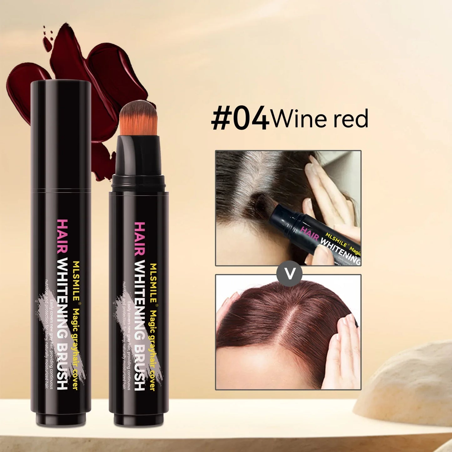 4-Color Hair Dye Touch-Up Pen — Convenient Cream Stick for Covering White Hair, Disposable Local Hair Coloring