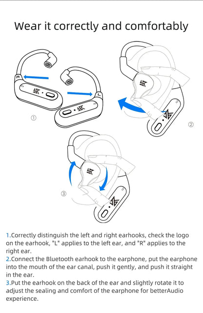KZ AZ09 HD Bluetooth Earphones – Wireless HIFI Ear Hook Headset with Charging Case, Compatible with KZ EDXPRO ZSNPRO ZS10PRO