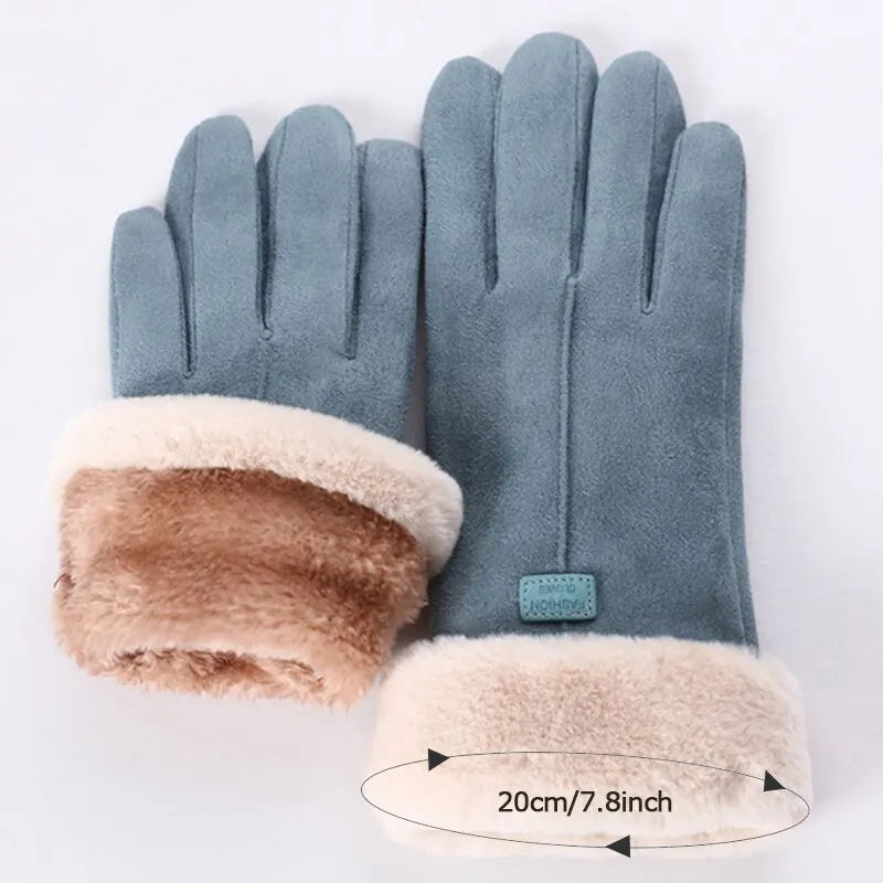 Cute & Warm: New Fashion Furry Gloves for Autumn Winter - Full Finger Mittens for Women's Outdoor Sports, Touch Screen Compatible