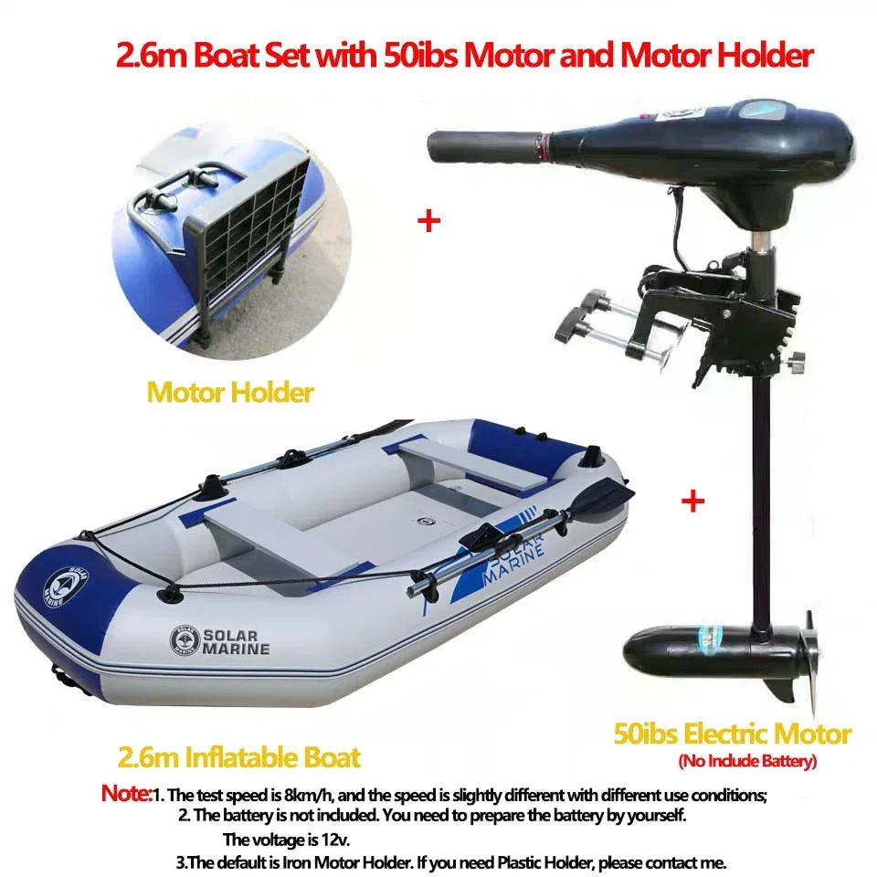 1.75~3.3m Inflatable Boat with Electric Motor – Fishing, Drift Canoeing & River Water Sports for 1-5 Persons
