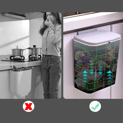 Wall-Mounted Kitchen and Bathroom Garbage Bin with Lid - Available in 7L and 9L Sizes, Ideal for Storage and Waste Management
