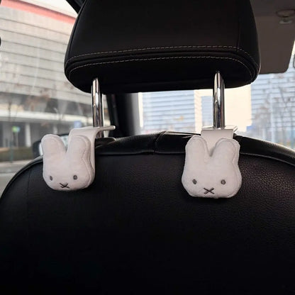 Miffy Rabbit Car Hook Set - 2PCS Cute Multifunctional Seat Backrest Storage Decor