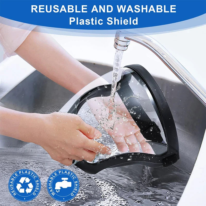 Transparent HD Full Face Mask - Reusable Safety Dustproof Protector with Anti-impact Goggles for Kitchen Gadgets
