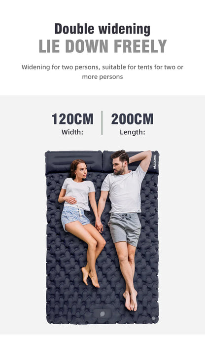 PACOONE Outdoor Camping Double Inflatable Mattress - Extra Wide Ultralight Folding Sleeping Pad