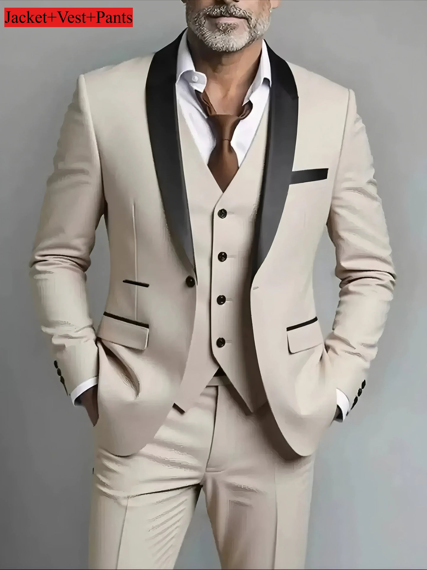 Men's Slim Fit Tuxedo Suit Set - Elegant Black Formal Suit for Weddings, Business & Special Occasions