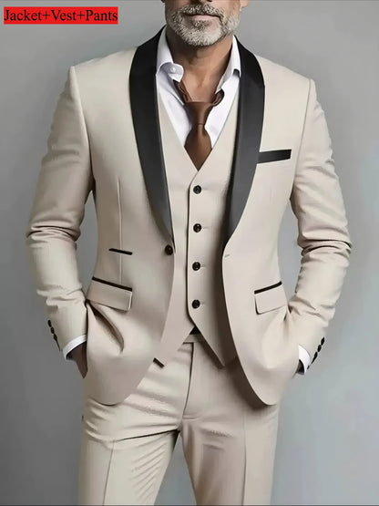 Men's Slim Fit Tuxedo Suit Set - Elegant Black Formal Suit for Weddings, Business & Special Occasions