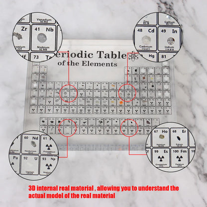 Acrylic Periodic Table for Kids: Real Element Samples Display & Letter Decoration