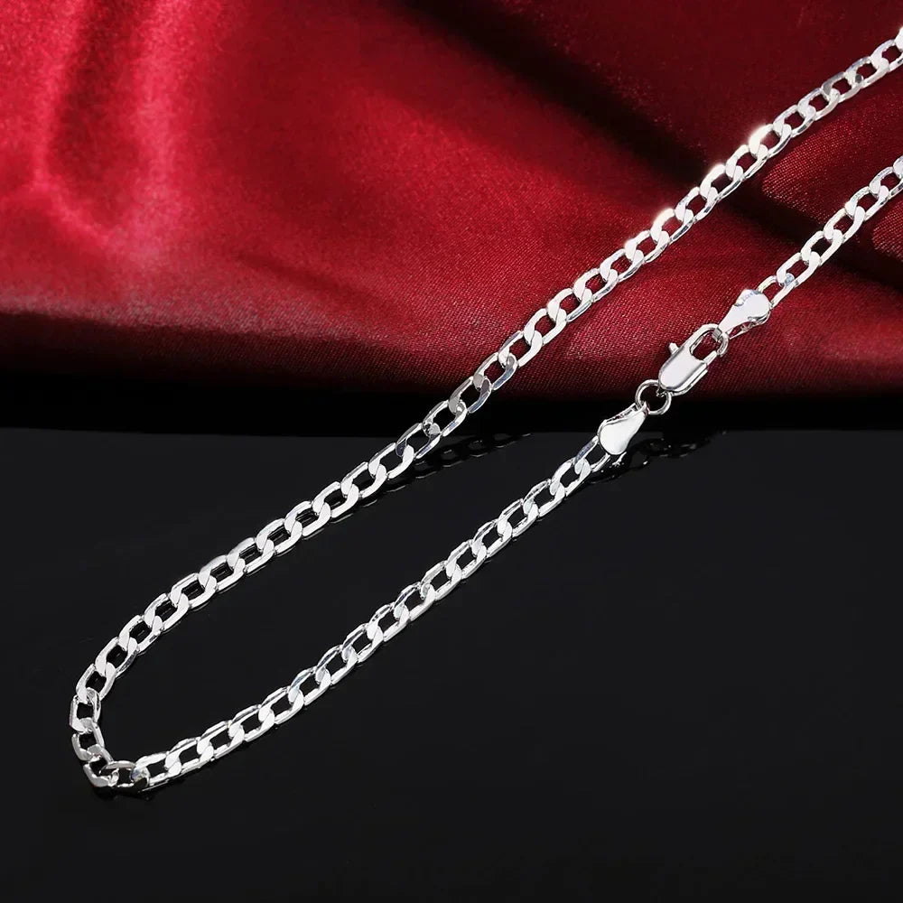 Men’s 925 Sterling Silver Necklace — 2/4/6/8/10/12MM, 40–75cm Chain with Lobster Clasp, Engagement Jewelry for Men, Boys & Women