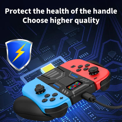 ABS Comfort Charging Grip for Switch Controllers – Portable JOY-02 Dock with USB-C Cable & Battery Indicators