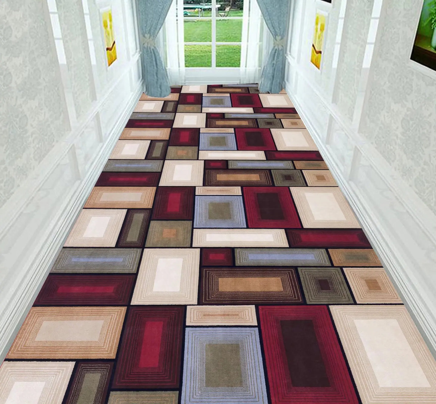 Nordic Modern Long Corridor Rug – Durable Washable Carpet Runner for Hallway, Stairway & Home