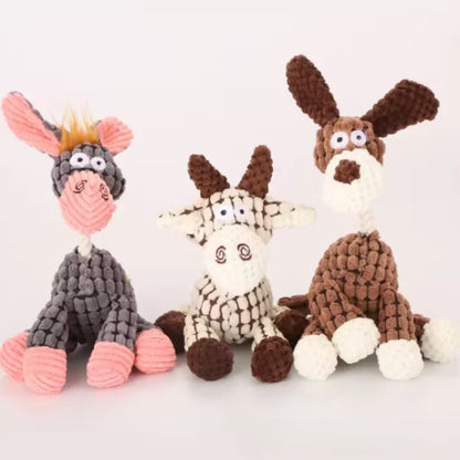 Plush Squeaky Dog Toy - Cute Donkey Teething & Interactive Training Toy for Small Dogs