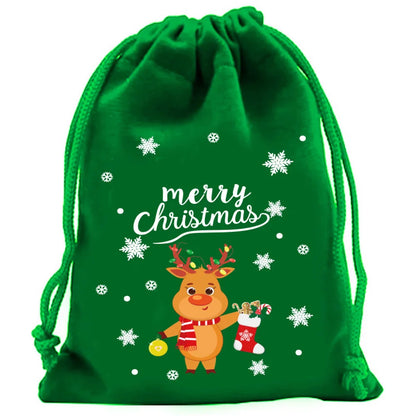 2025 Christmas Velvet Drawstring Bags – Red & Green Candy, Gift, Party, and Biscuit Storage Pouches